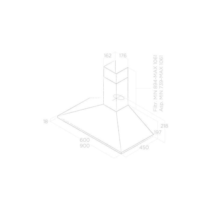 ⁦شفاط هرمي 90 سم اليكا ستيل MISSY IX/A/90⁩ - الصورة ⁦4⁩