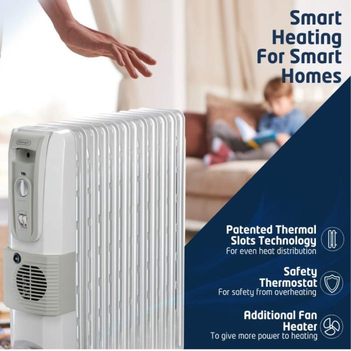 ⁦دفاية زيتية ديلونجي 3000 واط 12 ريشة + مروحة DL KH771230V⁩ - الصورة ⁦2⁩